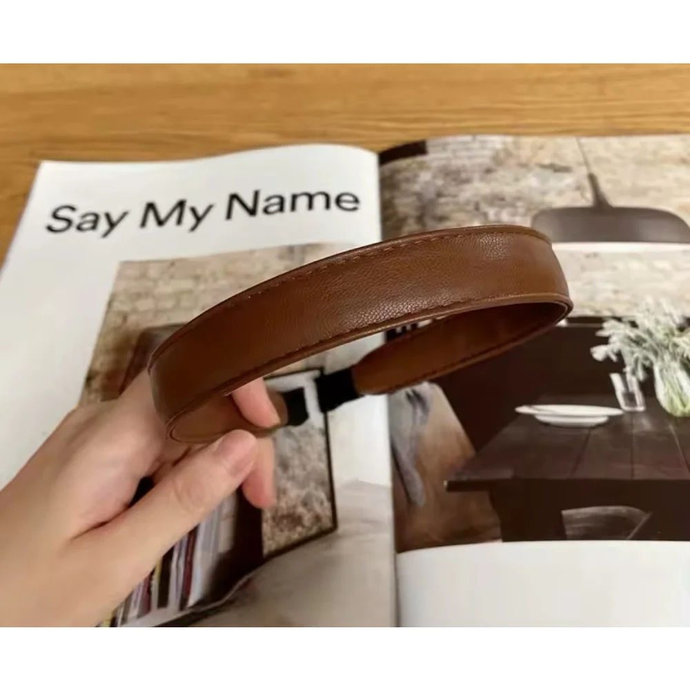Women's Faux Leather Headband One Size‎ Brown